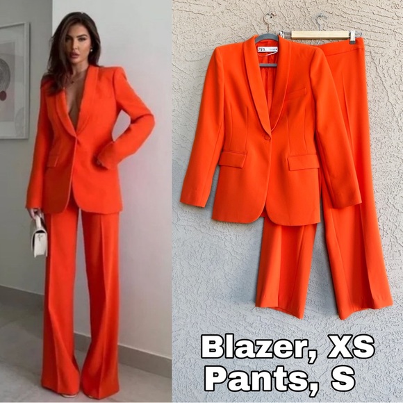 Zara Pants & Jumpsuits Zara 2 Pc Set Blogger Fave Orange Pantsuit
